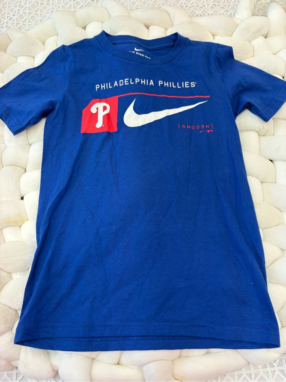 NWOT Nike Blue Philadelphia Phillies Kids Tee with Red & White Logos